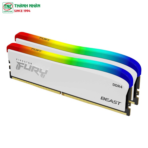 Ram Desktop Kingston Fury Beast White RGB SE 16GB DDR4 Bus 3600MT/s KF436C17BWAK2/16