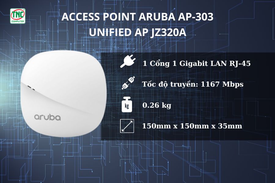 Access Point Aruba AP-303 Unified AP JZ320A được thiết kế hiện đại