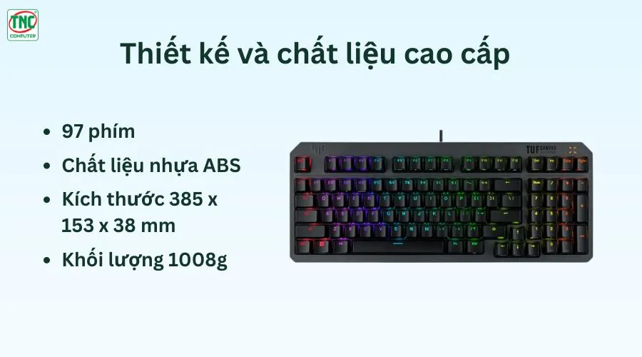Bàn phím cơ Gaming có dây ASUS TUF Gaming K3 Gen II Blue Switch	