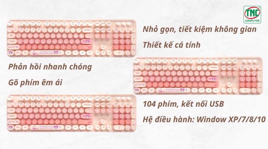 Bàn phím văn phòng có dây USB Sweet Mofii Pink Colorful