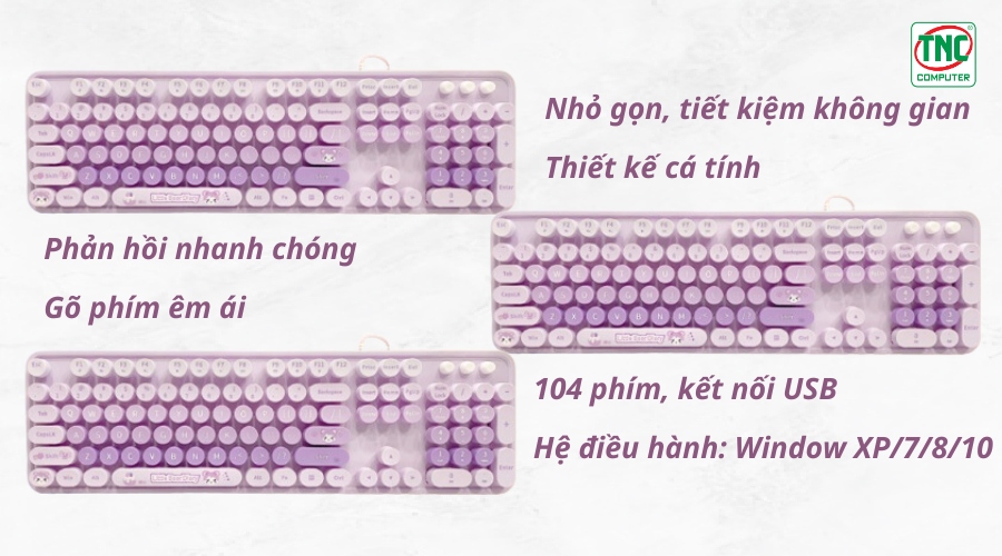 Bàn phím văn phòng có dây USB Sweet Mofii Purple Colorful