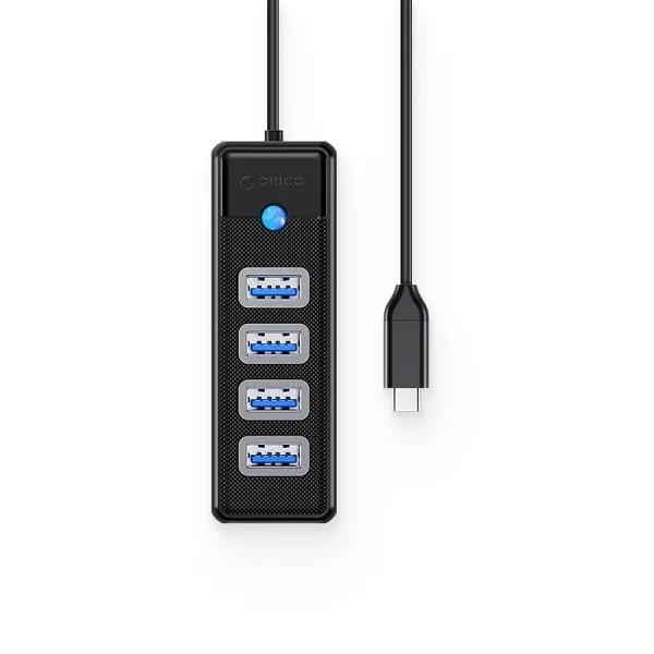 Bộ chia Type C sang 4 cổng USB 3.0 Orico PW4U-C3-015-BK