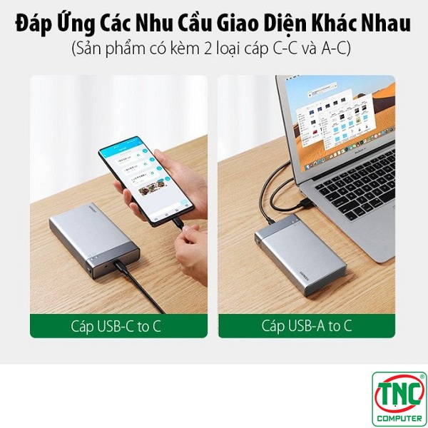 Box đựng ổ cứng 2.5 inch Dual USB Type-C Ugreen 80857	