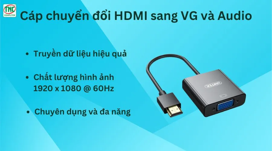 Cáp chuyển đổi HDMI sang VG và Audio dài 15cm Unitek V128BBK