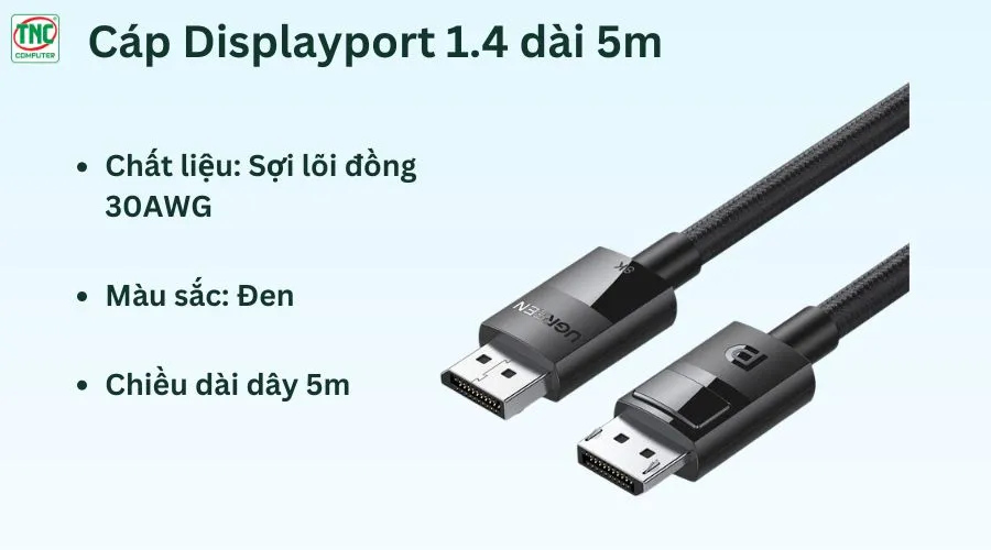 Cáp Displayport 1.4 dài 5m hỗ trợ 8K@60Hz Ugreen 80394