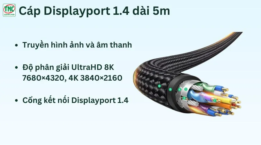 Cáp Displayport 1.4 dài 5m giá rẻ