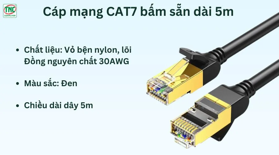 Cáp mạng CAT7 bấm sẵn dài 5m tốc độ 10Gbps Ugreen 40163