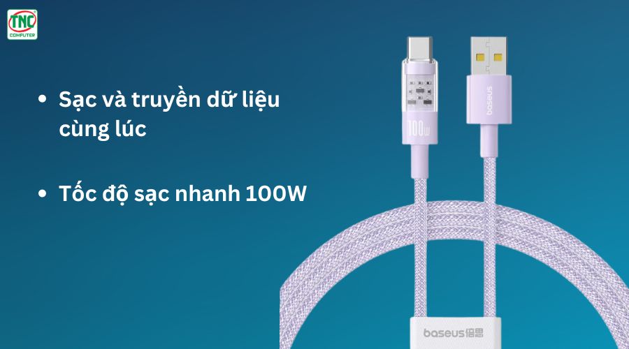 Cáp sạc Baseus Gem USB-C 100W dài 1m P10373002511-00