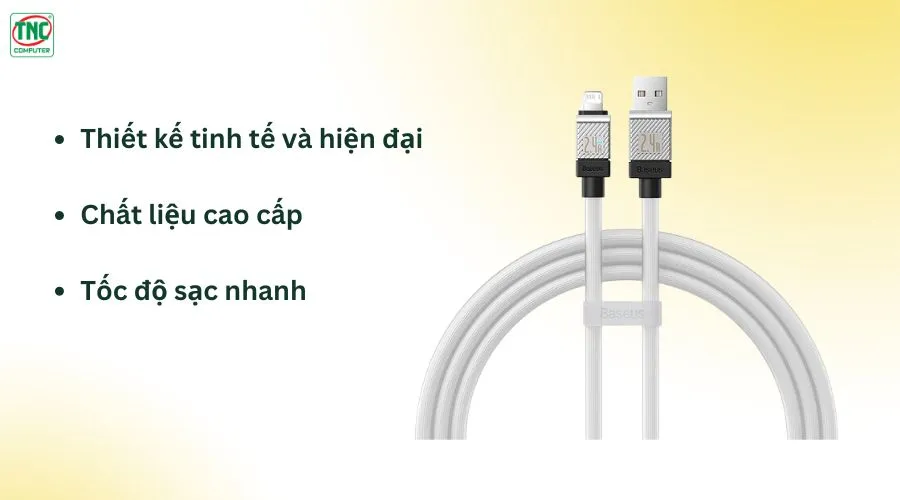 Cáp sạc nhanh USB to Lightning 2.4A dài 1m Baseus CoolPlay CAKW000402 White	