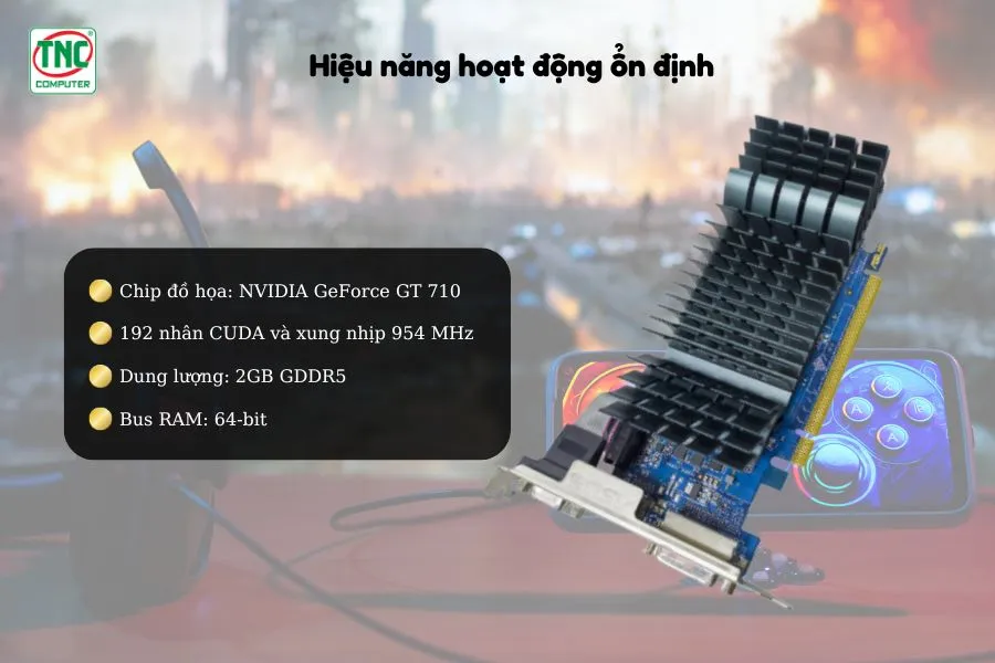 Card Màn Hình ASUS GeForce GT 710 2GB GDDR5 EVO có hiệu năng ổn định