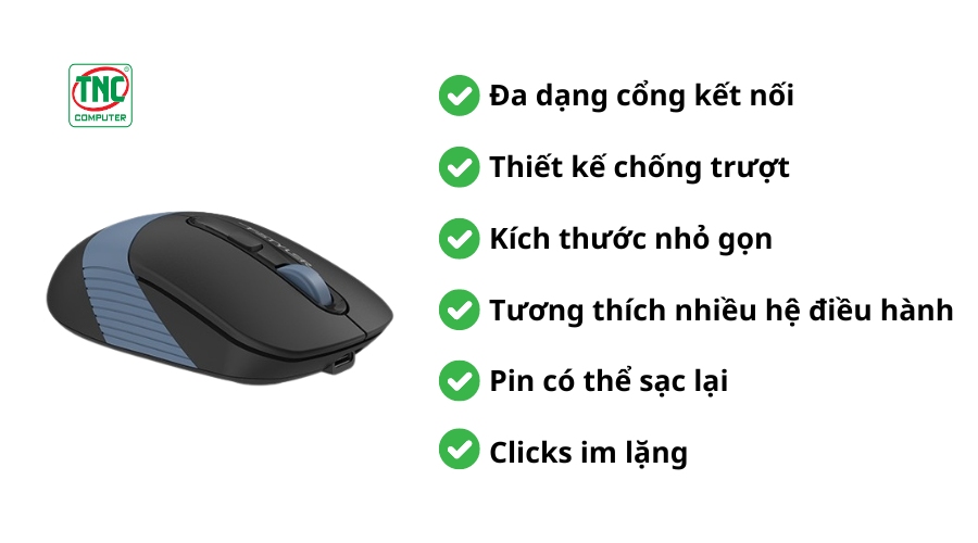 Chuột văn phòng không dây A4 Tech FB10C Đen - Xanh dương