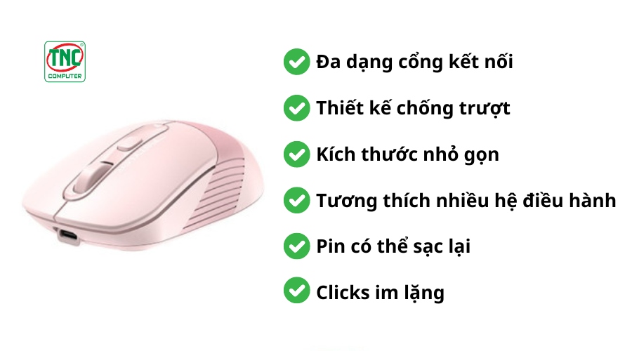 Chuột văn phòng không dây A4 Tech FB10C màu Hồng