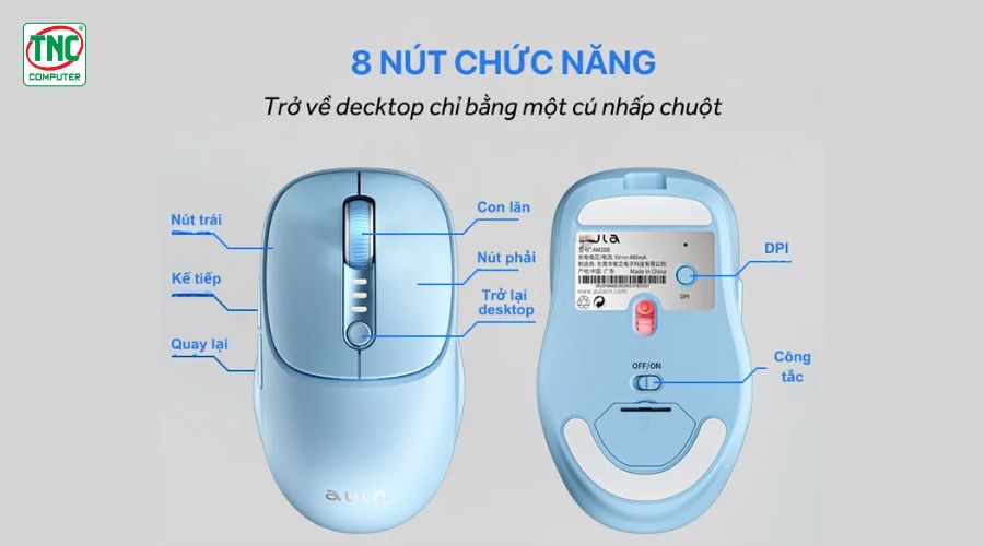 Chuột văn phòng không dây AULA AM208 màu Xanh Dương