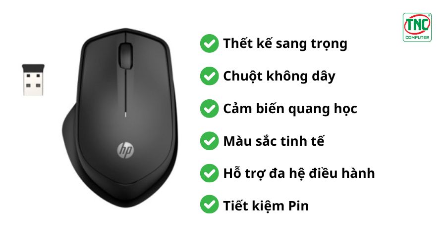 Chuột văn phòng không dây HP 280 màu Đen (19U64AA)