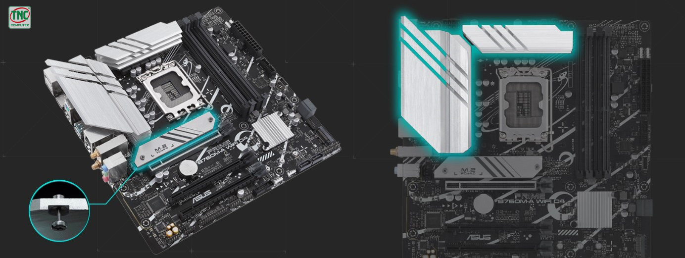 Mainboard Asus PRIME B760M-A WIFI có hệ thống tản nhiệt hiện đại