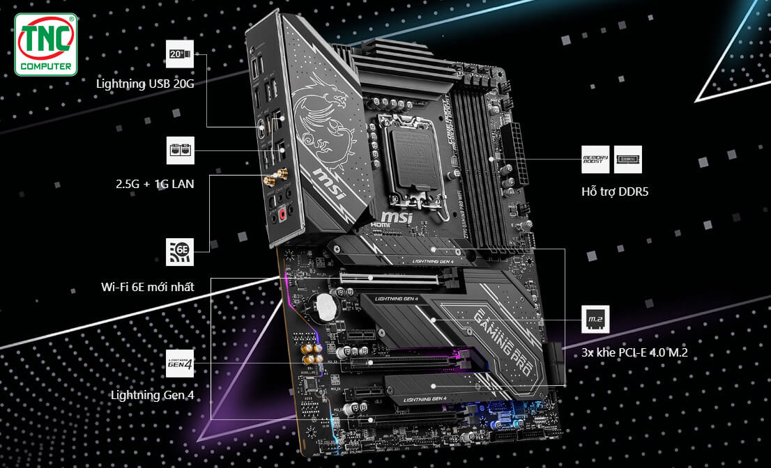 Mainboard MSI Z790 GAMING PLUS WIFI có cổng kết nối đa dạng, tốc độ truyền tải cao