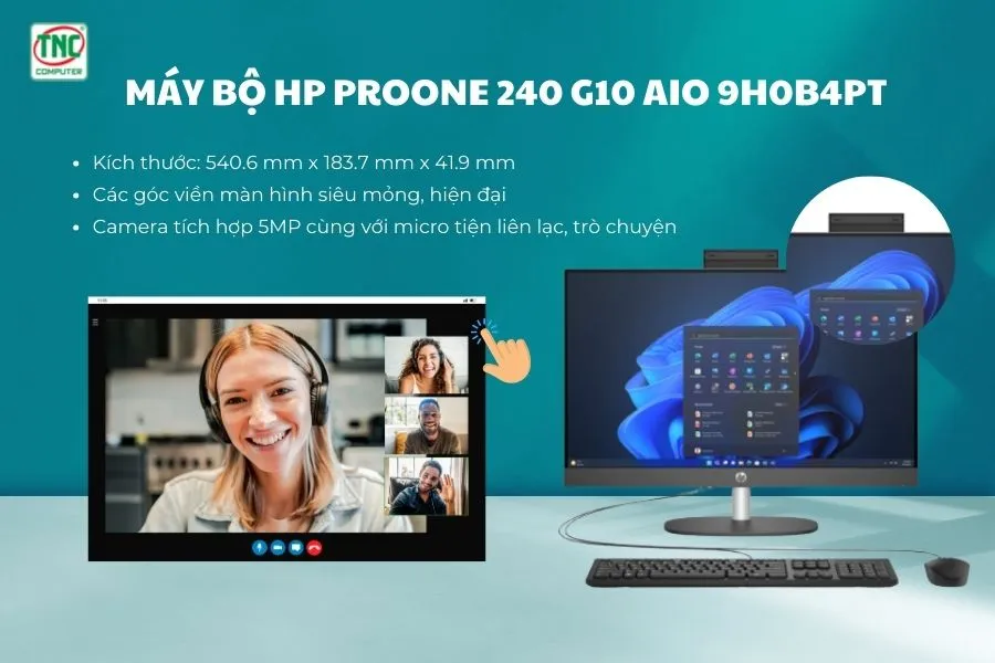 Máy bộ HP ProOne 240 G10 AIO 9H0B4PT sở hữu thiết kế tinh tế