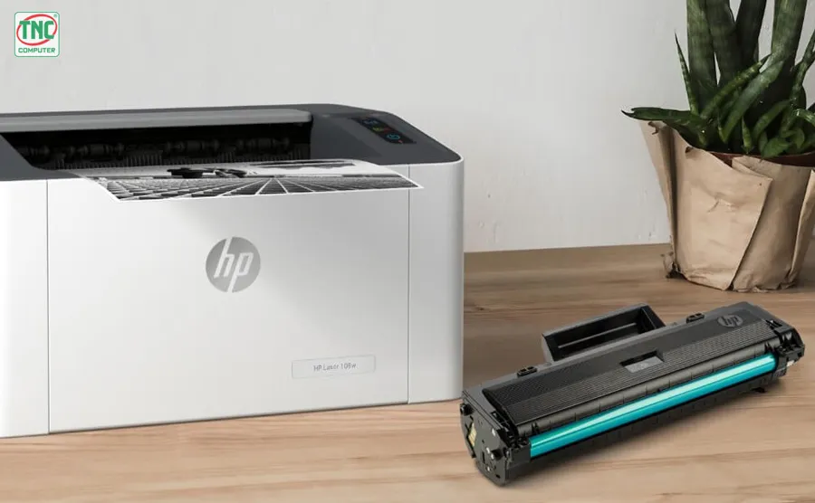 Máy in HP Laser 108w (4ZB80A) có hộp mực in hiện đại