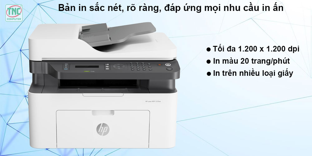 Máy in Laser màu đa năng HP Laser MFP 137fnw Wifi (4ZB84A)