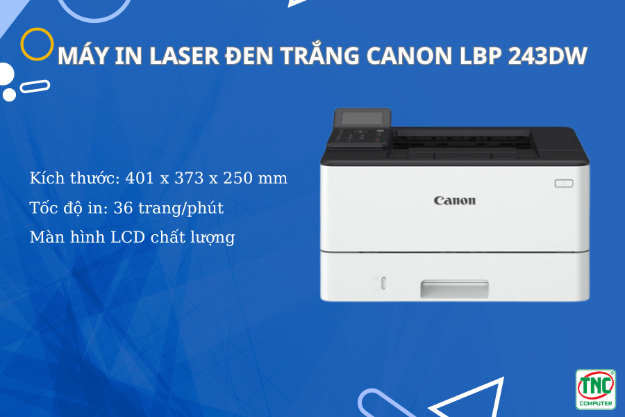 Máy in laser đen trắng Canon LBP 243DW sở hữu thiết kế hiện đại