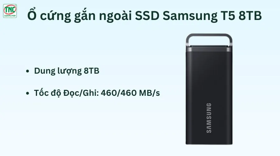 Ổ cứng gắn ngoài SSD Samsung T5 8TB, MU-PH8T0S/WW