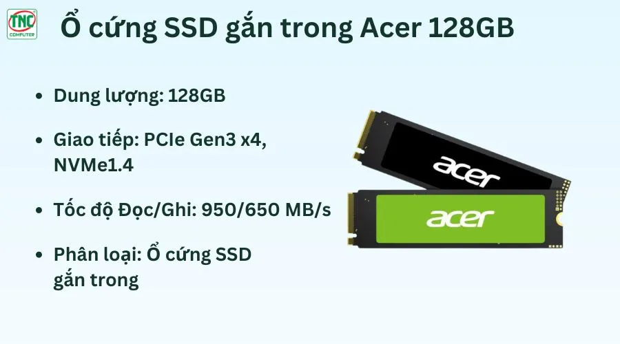 Ổ cứng SSD gắn trong Acer 128GB FA100 PCIe Gen3 x4 NVMe