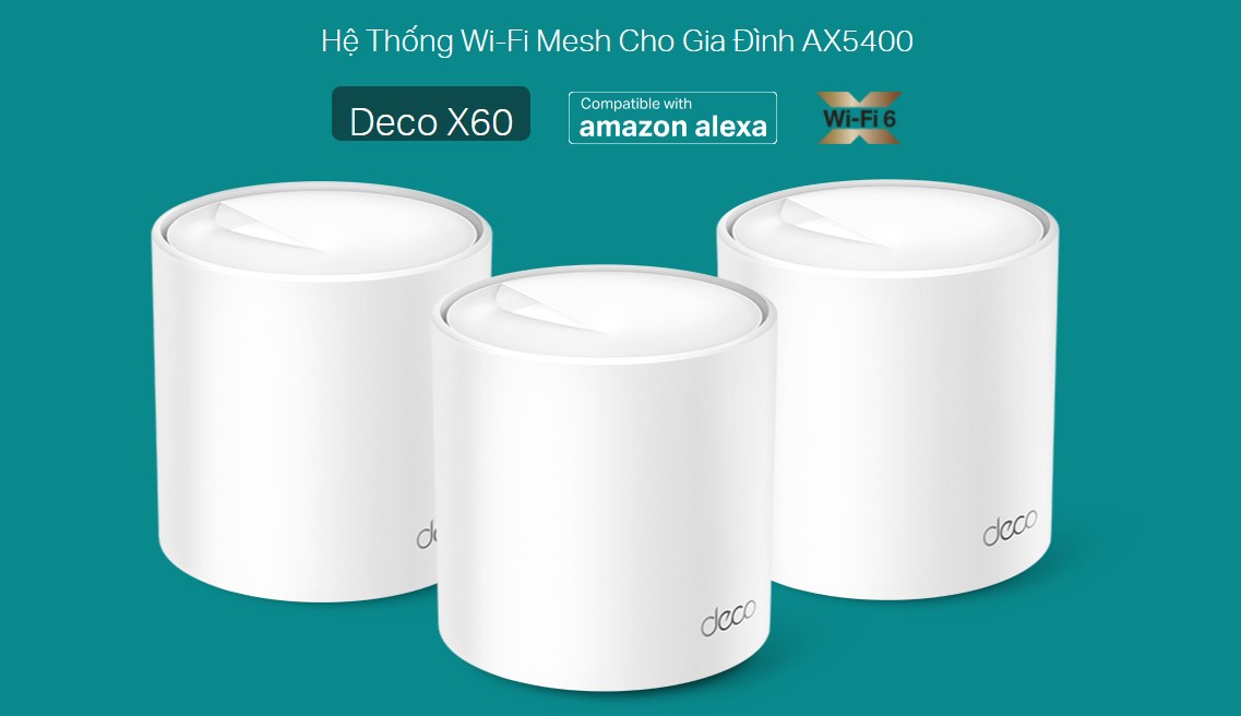 Router Wifi Mesh TP-Link Deco X60 (2-pack) - (5400 Mbps/ Wifi 6/ 2.4/5 GHz)	