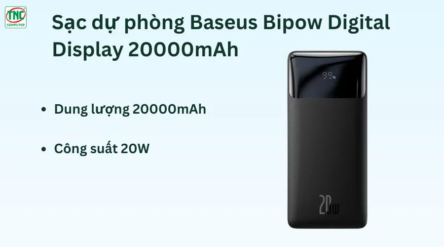 Sạc dự phòng Baseus Bipow 20000mAh 20W