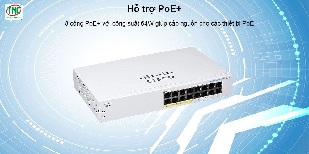 Switch Cisco 16 port (8 port PoE) CBS110-16PP-EU