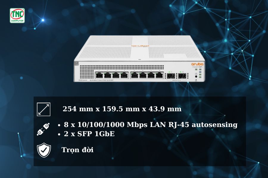 Switch Aruba Instant On 1930 8G 2SFP 124W JL681A (8 port/ 10/100/1000 Mbps/ SFP)	