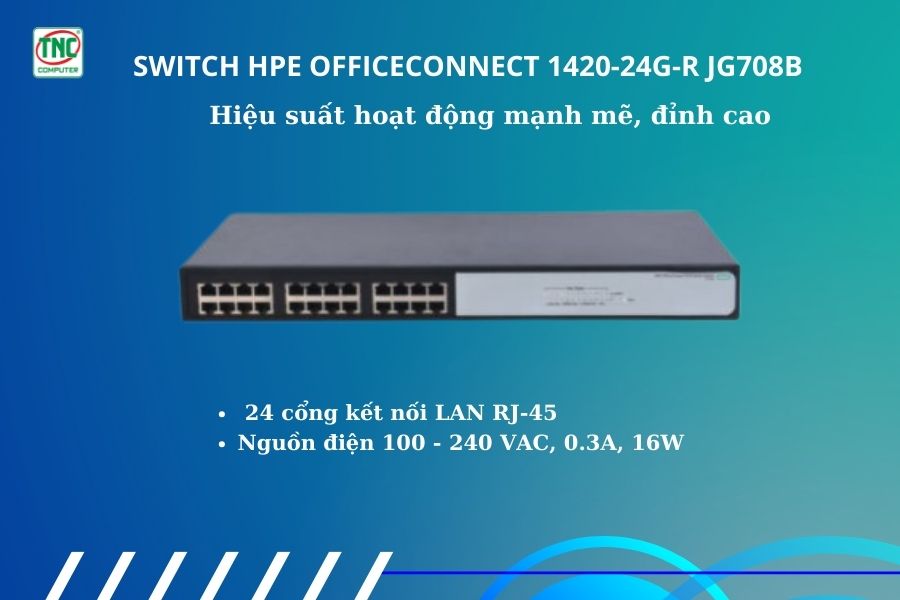 Switch HPE OfficeConnect 1420-24G-R JG708B có hiệu suất hoạt động mạnh mẽ