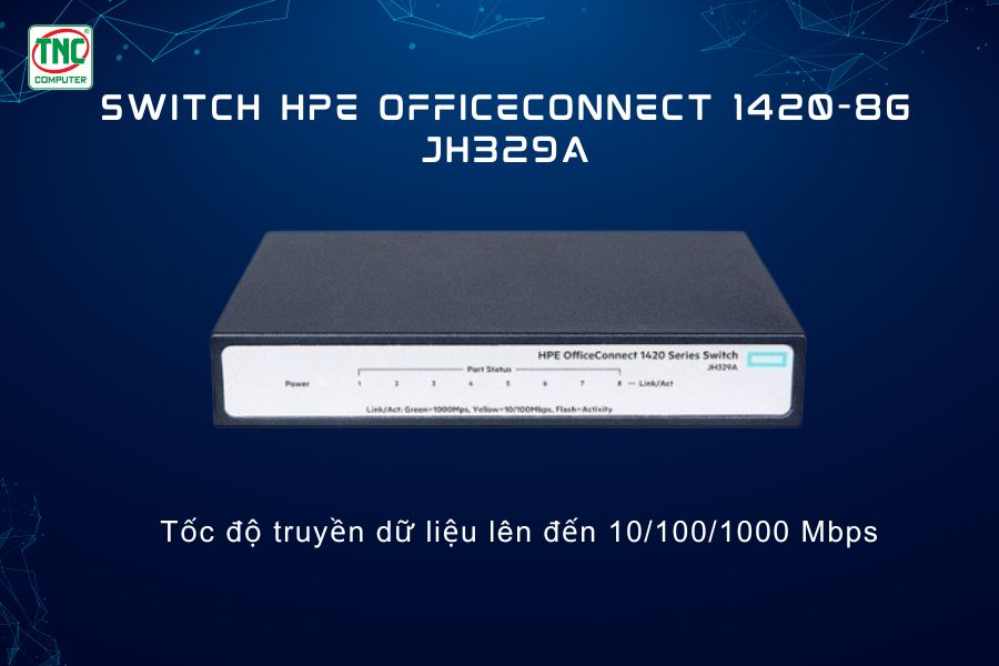 Switch HPE OfficeConnect 1420-8G JH329A có tốc độ truyền mạng cao