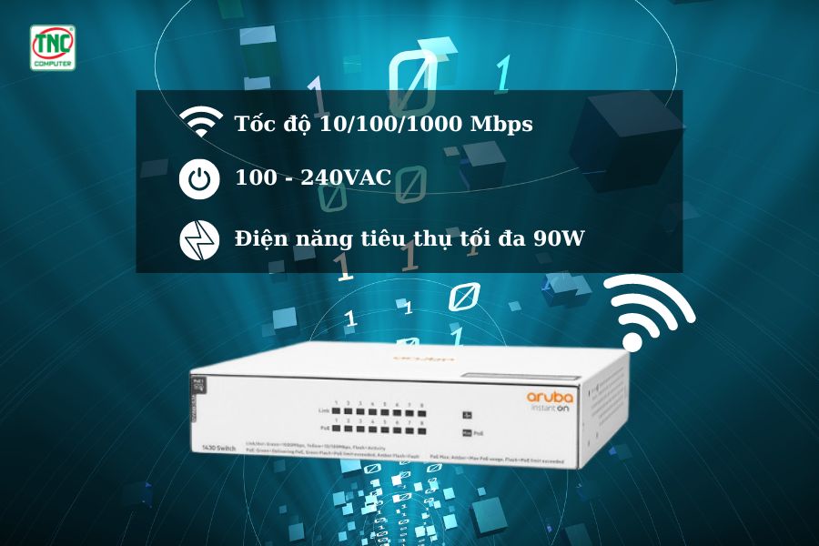 Switch PoE Aruba Instant On 1430 8G R8R46A có tốc độ truyền dữ liệu nhanh chóng