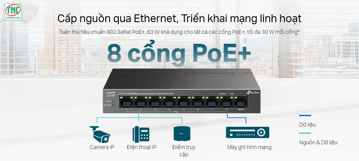 Switch PoE TP-Link LS109P có khả năng triển khai mạng linh hoạt