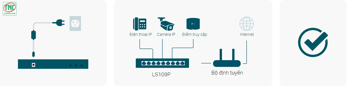 Switch PoE TP-Link LS109P (9 port/ 10/100 Mbps) dễ sử dụng