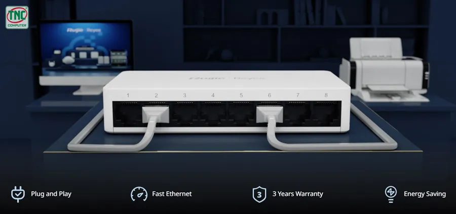 Switch Ruijie RG-ES08F (8 port/ 10/100 Mbps/ Unmanaged) có hiệu suất hoạt động ổn định
