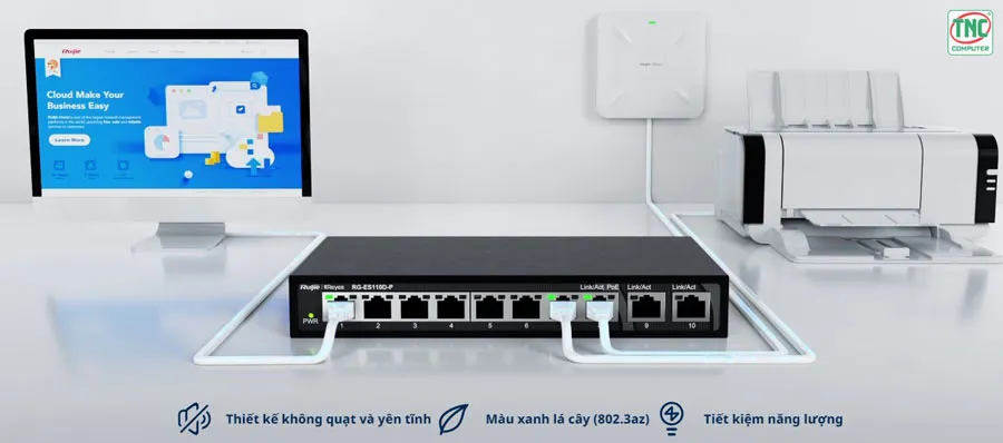 Switch Ruijie RG-ES108GD có độ ổn định, tin cậy cao