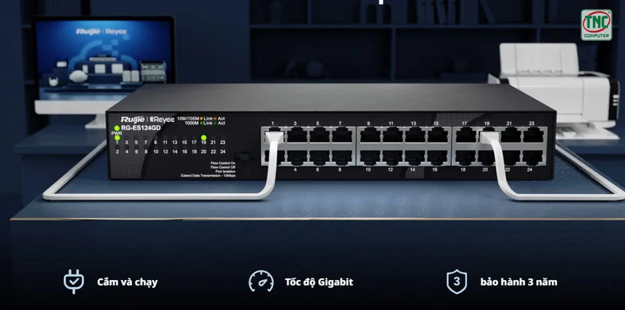 Switch Ruijie RG-ES124GD có hiệu suất vượt trội