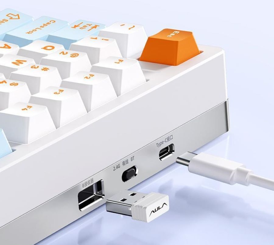 Bàn phím cơ Aula M75 Xanh, Trắng, Cam Purple Fire V2 Switch