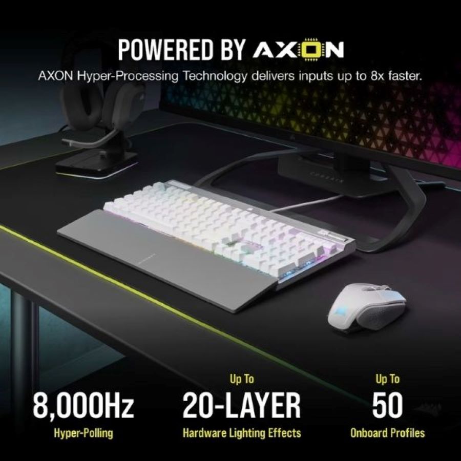 Bàn phím cơ có dây Corsair K70 PRO-WHT-OPX Silver-RGB