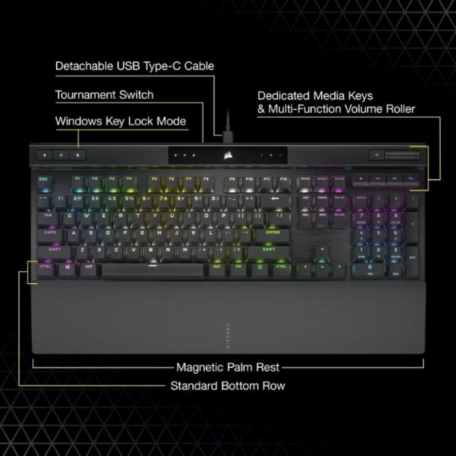 Bàn phím Gaming có dây Corsair K70 PRO BLK-MX Red-RGB
