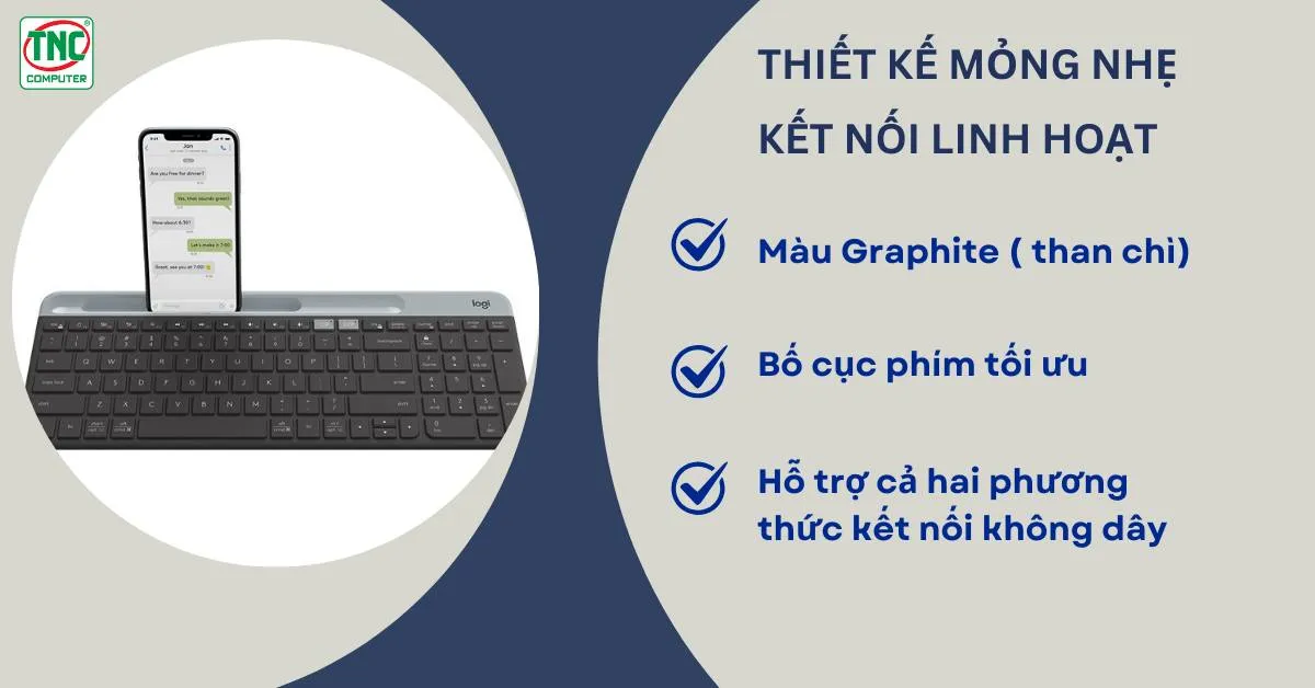 Bàn phím không dây Logitech K580 Slim (Graphite)