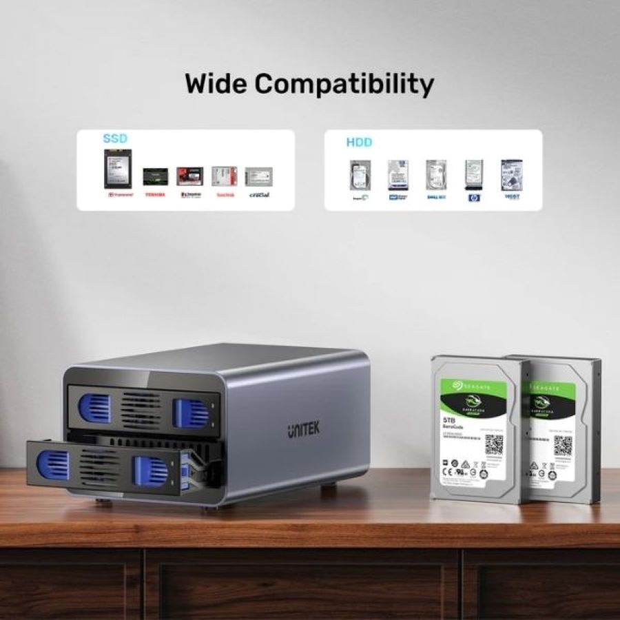 Box đựng Ổ cứng gắn ngoài Type-C RAID 2 Bay Unitek S1308C01-EU