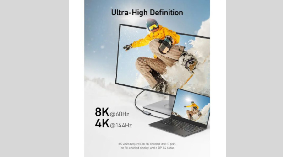 Hỗ trợ độ phân giải cao 8K@60Hz, 4K@144Hz