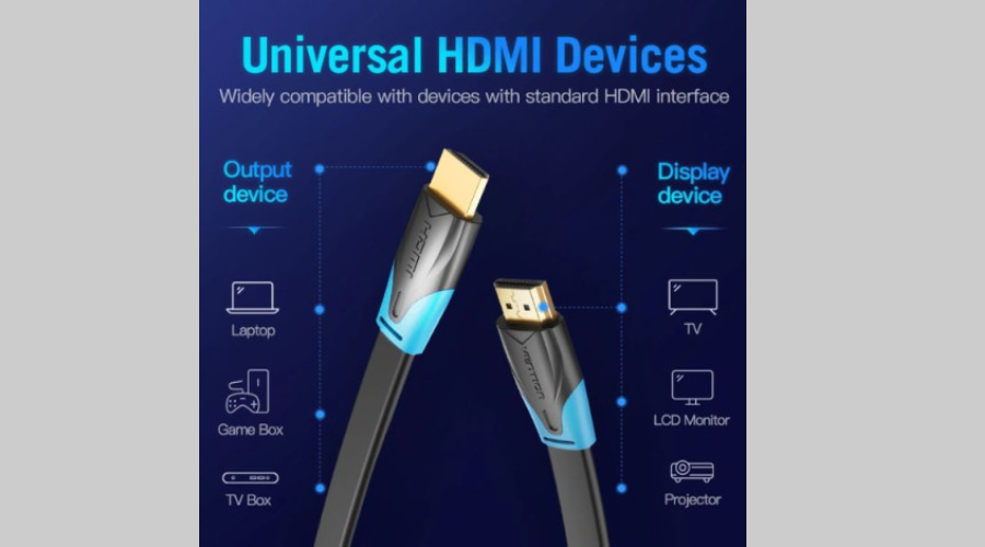 Cáp HDMI 2.0 Flat VENTION tương thích với nhiều thiết bị