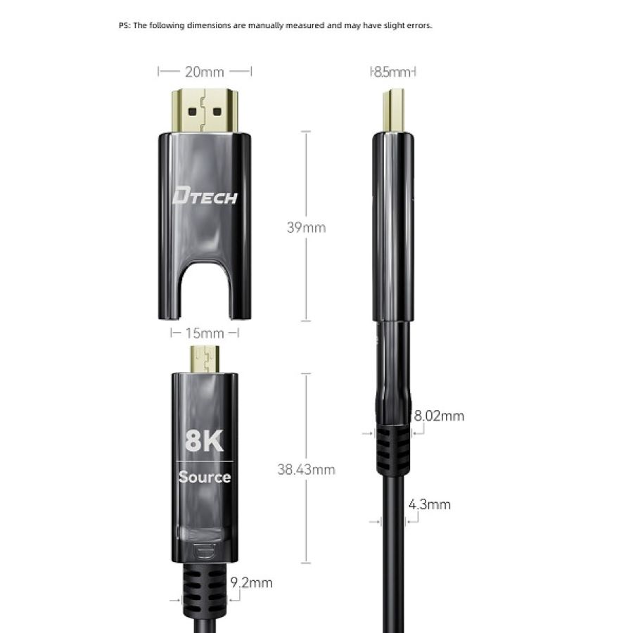Cáp quang HDMI 2.1/Micro HDMI D-A DTECH dài 5m DT-HF3005