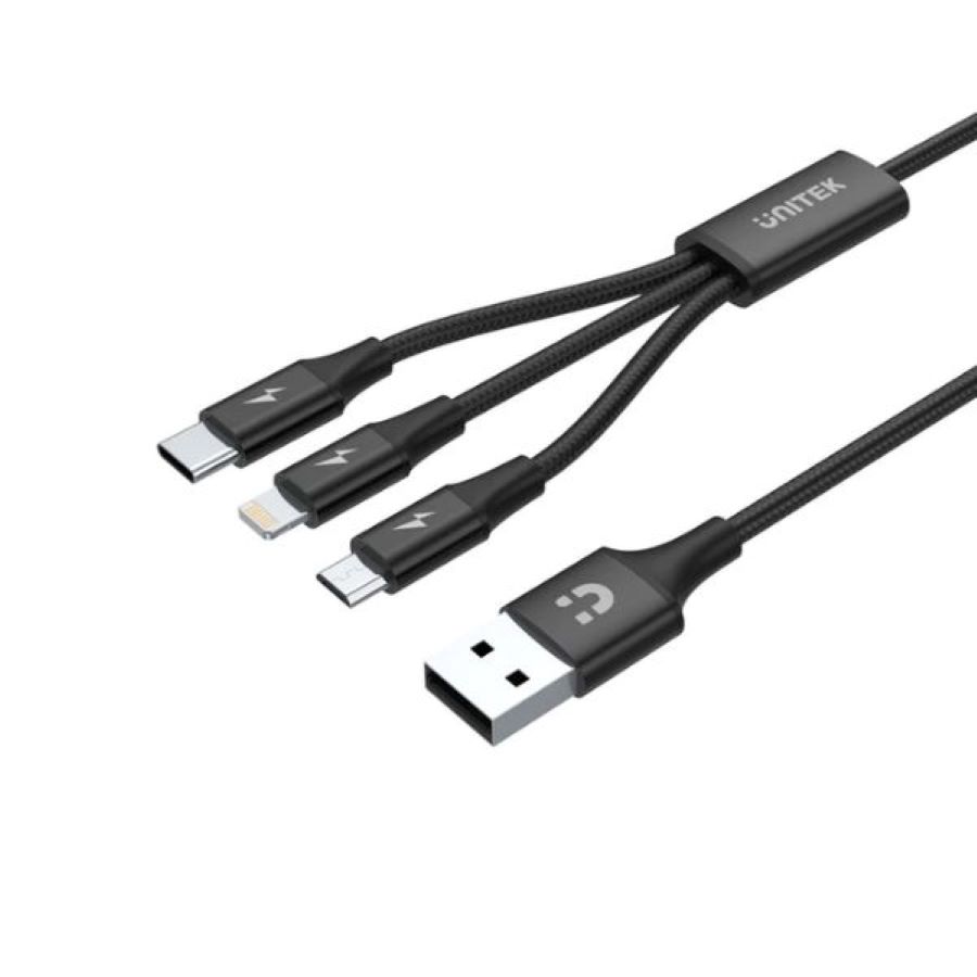Cáp sạc nhanh đa năng 3 trong 1 dài 1.2m UNITEK C14049BK