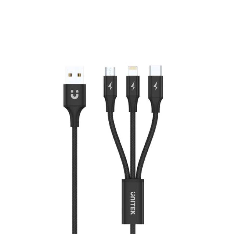 Cáp sạc nhanh đa năng 3 trong 1 dài 1.2m UNITEK C14049BK