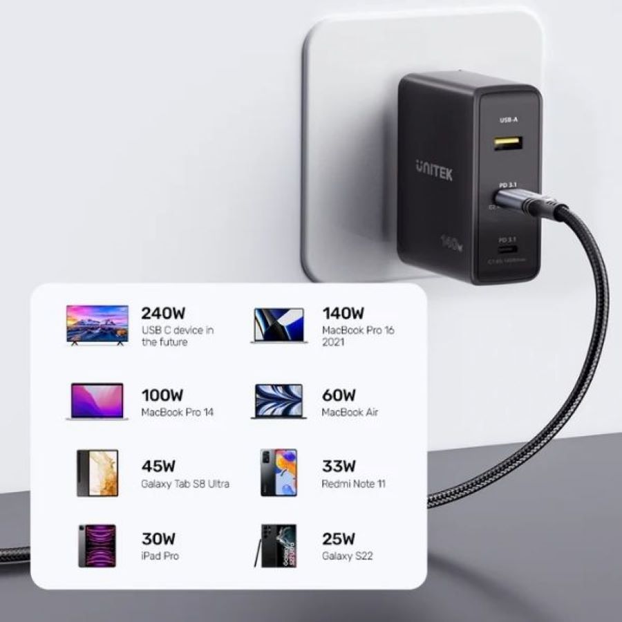 Cáp sạc USB-C Power Delivery 3.1 UNITEK C14110GY-2M