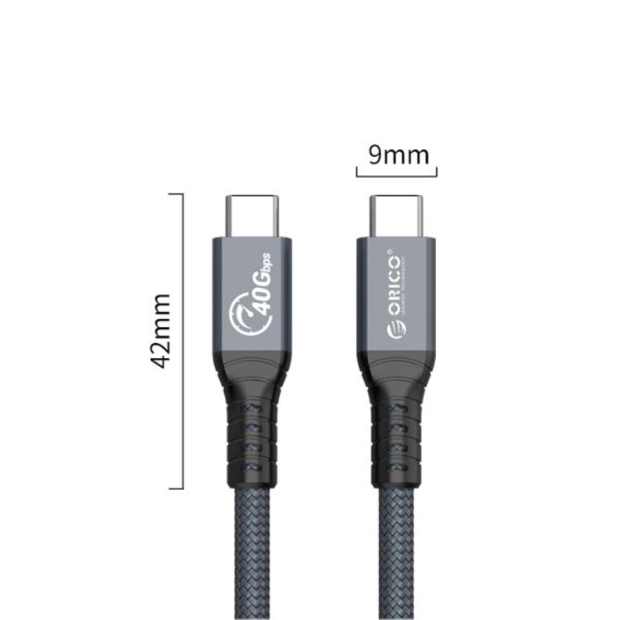 Cáp ThunderBolt 4 8K Type-C dài 0.8m ORICO TBZ4-08-GY-BP